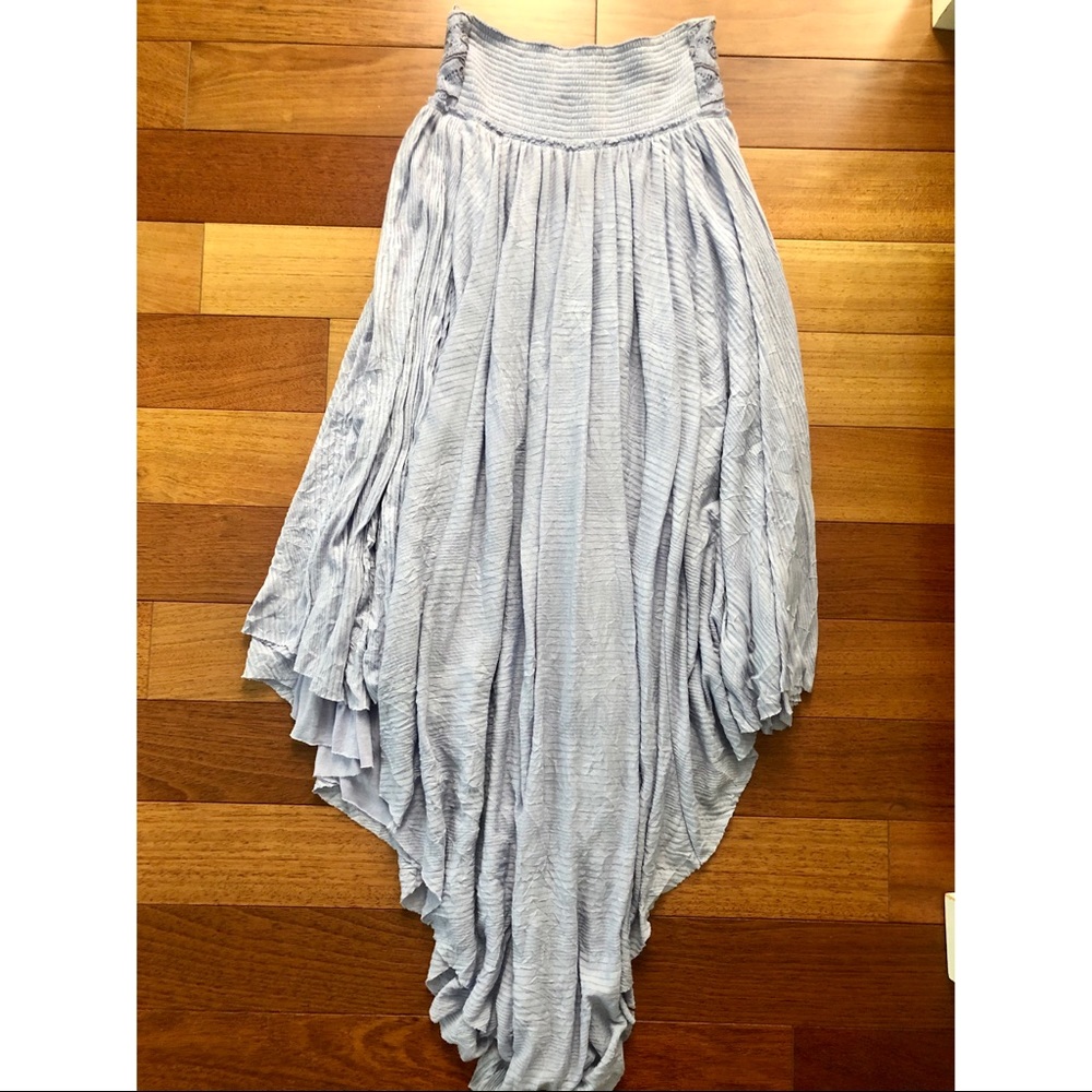 Free People Light Blue Embroidered Boho Handkerchief Skirt - Picture 4 of 8